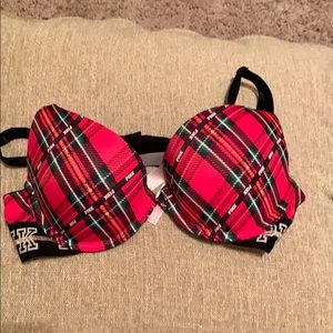Pink bra by VS 34A red black plaid